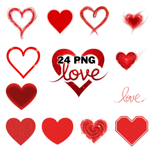 Abstract red heart for valentines day Sublimation Clipart Bundle cover image.