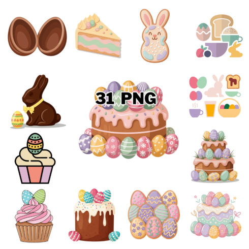 Minimal festive celebration spring foods Sublimation Clipart Bundle cover image.