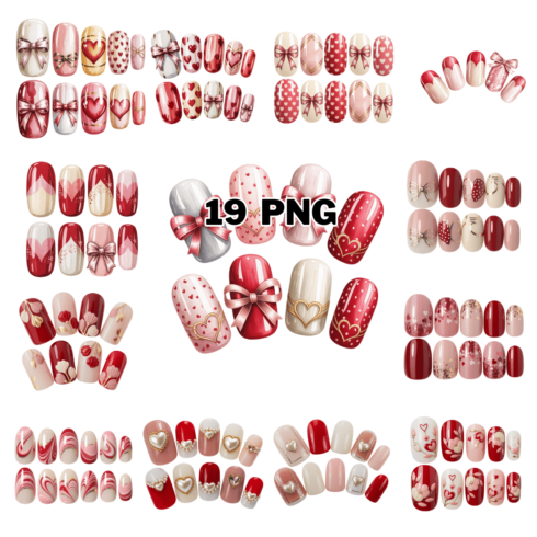 Valentine Nails Art Sublimation Clipart Bundle cover image.