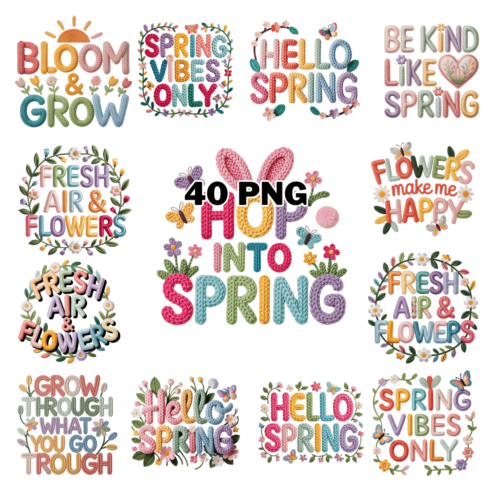 Knitting & Crochet Spring Typography Sublimation Clipart Bundle cover image.