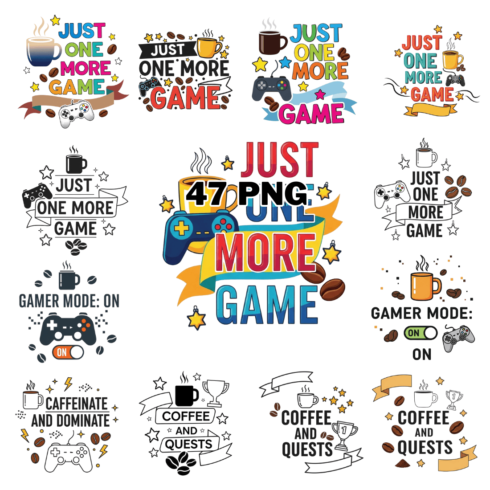Gamer coffee cup and controller for gaming lovers t shirt design Bundle cover image.