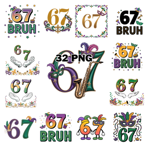 Whimsical Mardi Gras 67 Sublimation Clipart Bundle cover image.
