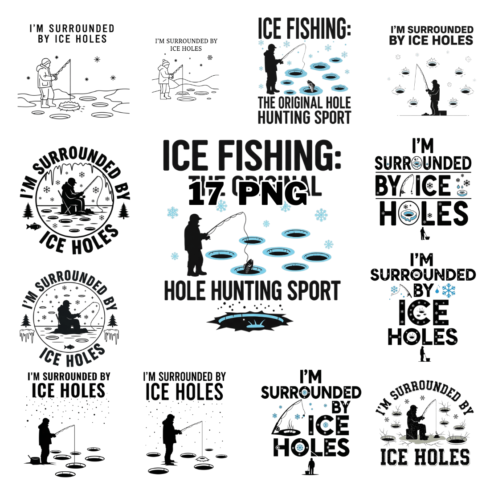 Funny Ice-Fishing Sublimation Clipart Bundle cover image.