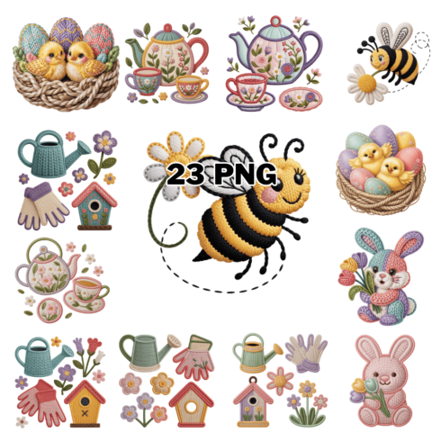 Knitting & Crochet Spring Sublimation Clipart Bundle cover image.