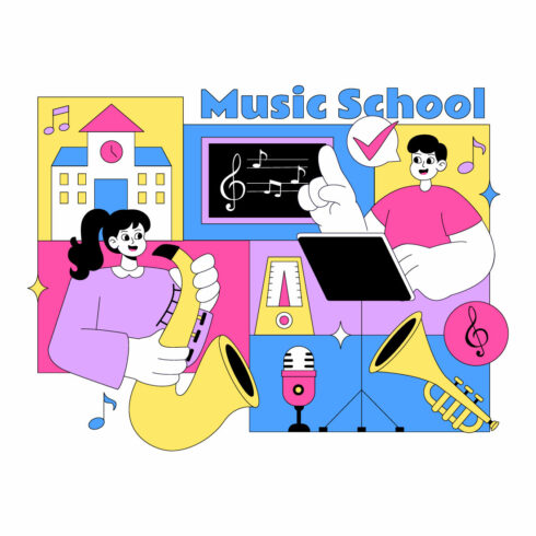 10 Music School Illustration cover image.