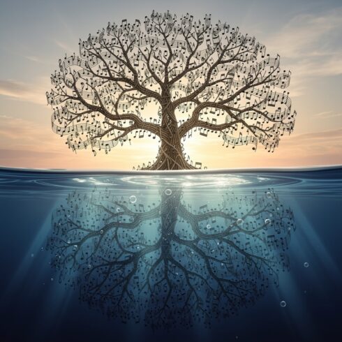 Harmony of Music and Nature – Tree Formed from Musical Notes cover image.