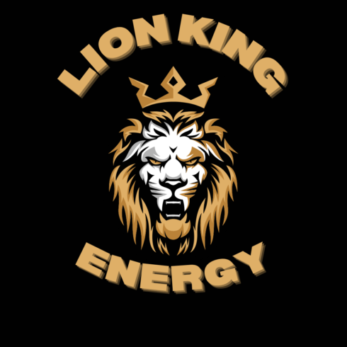 Lion King Energy T-Shirt Design – Crowned Lion Head Vector – Gym & Fitness SVG cover image.