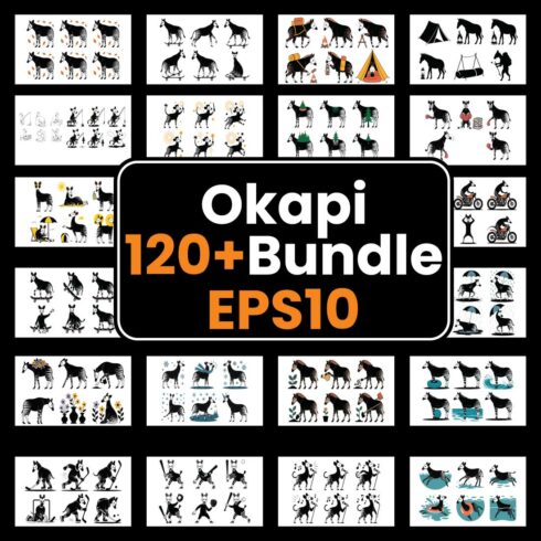 Okapi Vector Bundle — 120+ Animal Illustrations | EPS10 cover image.
