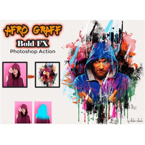 Afro Graff Bold FX – Photoshop Action cover image.