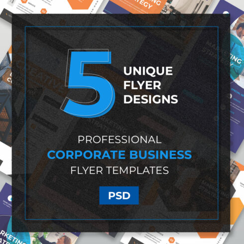 5 Professional Corporate Business Flyer Bundle - Modern Marketing Agency PSD Templates cover image.