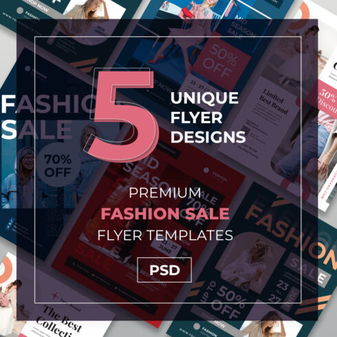 5 Fashion Sale Flyer Bundle - Modern Boutique & Retail Marketing PSD Templates cover image.