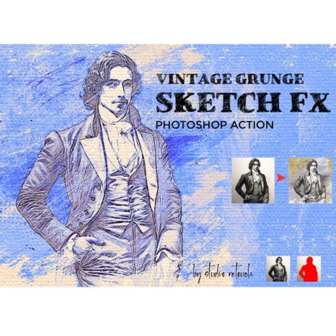 Vintage Grunge Sketch FX Photoshop Action cover image.
