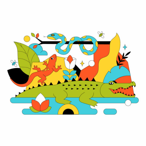 10 Reptile Animals Illustration cover image.