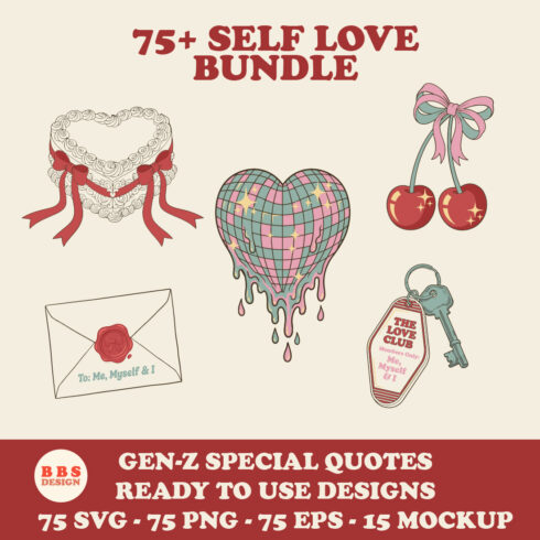 75+ Self Love Aesthetic SVG Bundle | Trending Gen-Z Aura Quotes & Coquette Designs for Canva, Cricut, Stickers & Boutique Merch cover image.