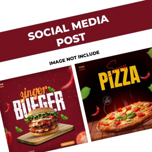 Burger and Pizza post design cover image.