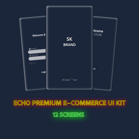 ECHO - Premium E-commerce Mobile App UI Kit (12 Screens) cover image.
