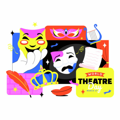 10 World Theatre Day Illustration cover image.
