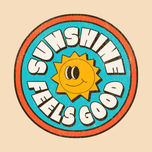 Retro Sunshine Feels Good – 70s Vintage Badge Vector Logo cover image.