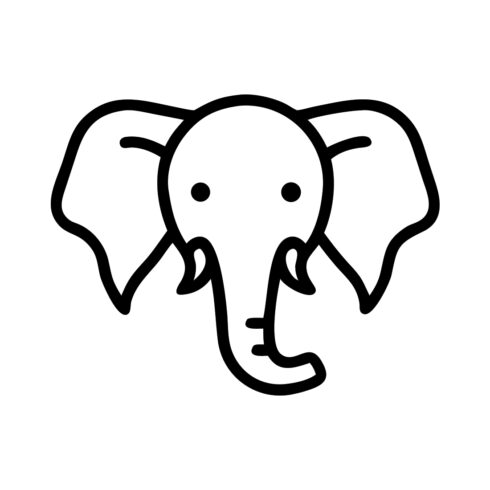 Cute Elephant Head Line Art Icon cover image.