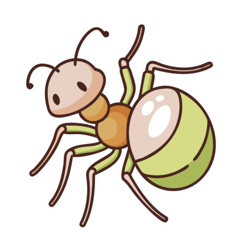 Cute Cartoon Ant with Green Abdomen Vector Illustration cover image.