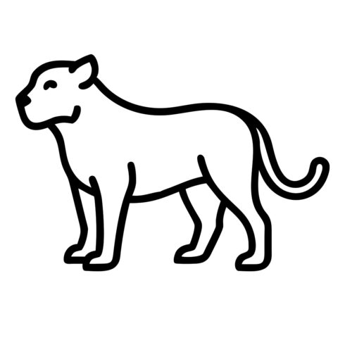 Standing Lioness or Big Cat Line Art Icon cover image.