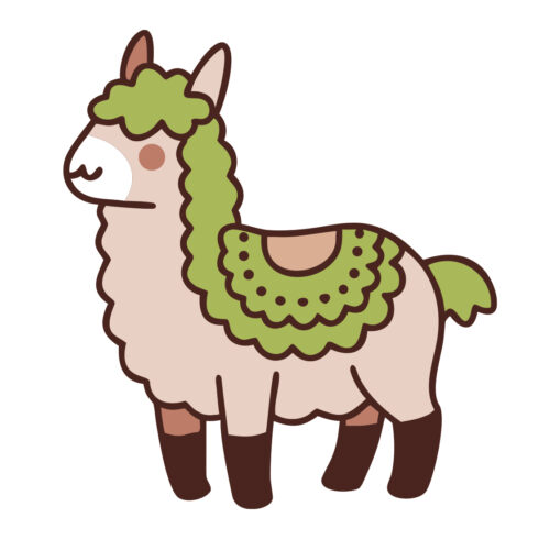 Cute Cartoon Llama with Green Saddle Vector Illustration cover image.