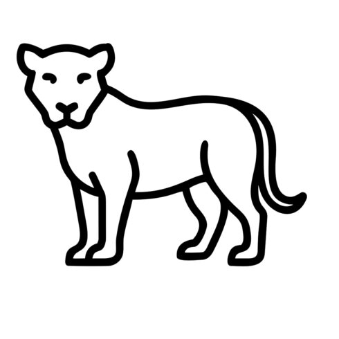 Standing Lioness Line Art Vector Icon cover image.