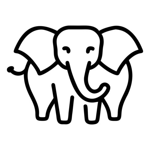 Cute Standing Elephant Full Body Line Art Icon cover image.