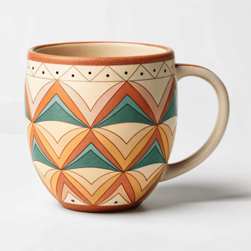 EarthTone Harmony – Multicolor Clay Design Mug Mockup Pair cover image.