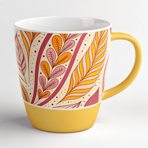 Floral Yellow and pink Ceramic Coffee & Tea Mug Set cover image.