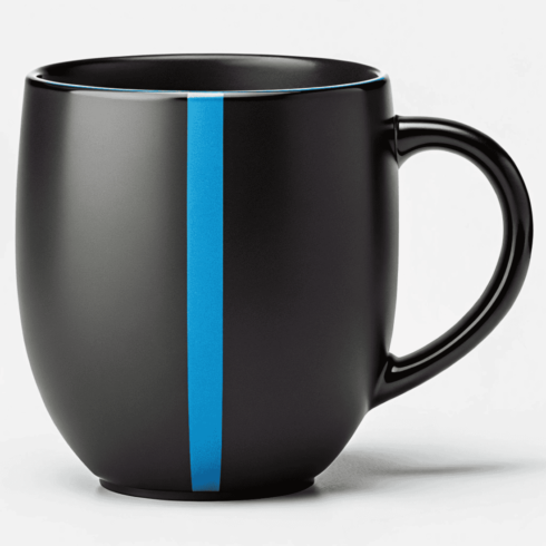 Modern Black and Blue Ceramic Mug Pair Mockup cover image.