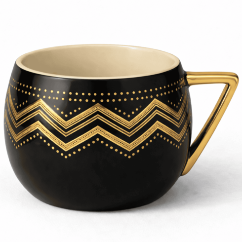 Black & Royal Blue Zigzag Pattern Coffee–Tea Mug Set cover image.