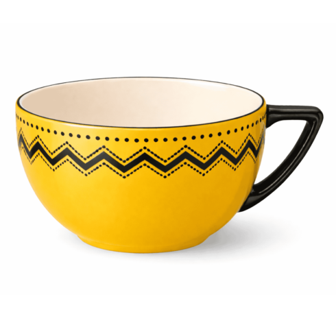 Sunny Yellow & Bright Orange Zigzag Coffee and Tea Mug Mockup Pair cover image.