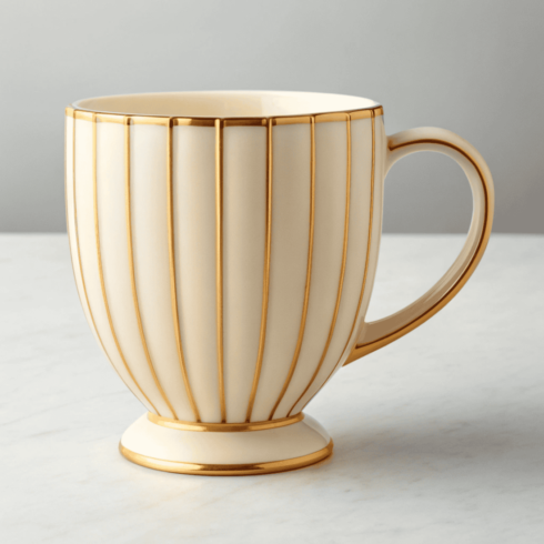 Minimal Cream Coffee and Tea Mug Mockups with Golden Lines cover image.