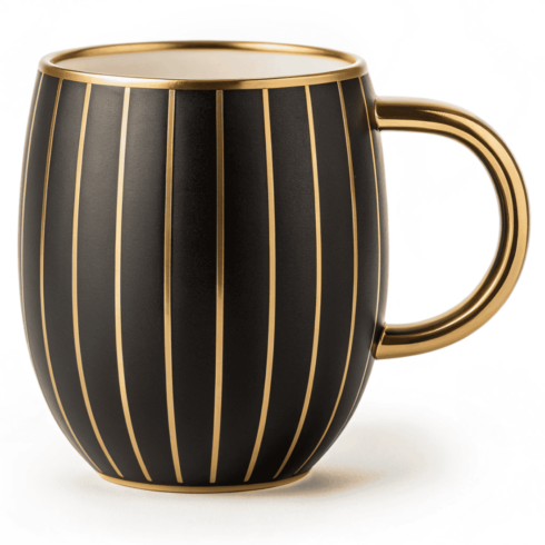 Minimal Black Coffee and Tea Mug Mockups with Gold Lines cover image.