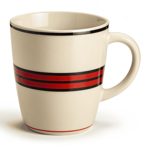 Elegant Cream Mug Mockup with Red & Black Accents cover image.