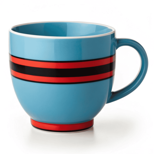 Blue Coffee & Tea Mug Mockup with Red and Black Rim cover image.