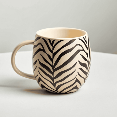 Cream & Black Coffee–Tea Mug Pair Mockup with Zebra Print cover image.