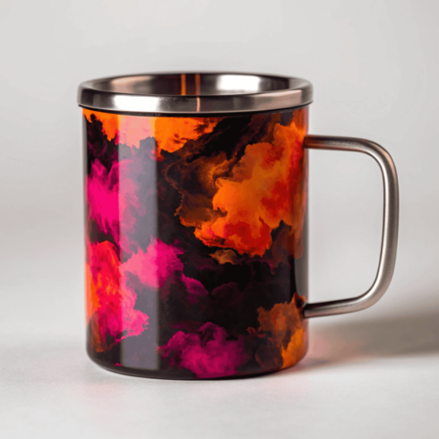 "Artistic Watercolor Twin Mug Set with Silver Lids" cover image.