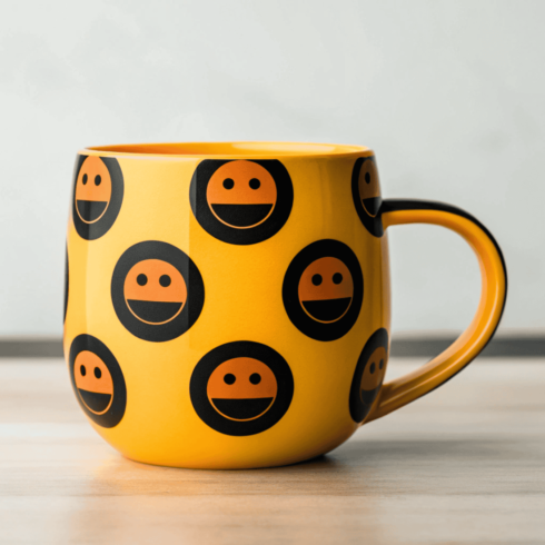 Emoji Pop – Yellow Coffee & Tea Mug Pair Mockup cover image.