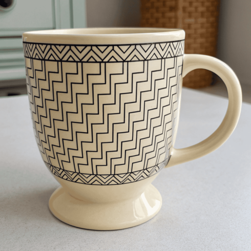 Cream Coffee & Tea Mug Mockup Pair with Black Design cover image.