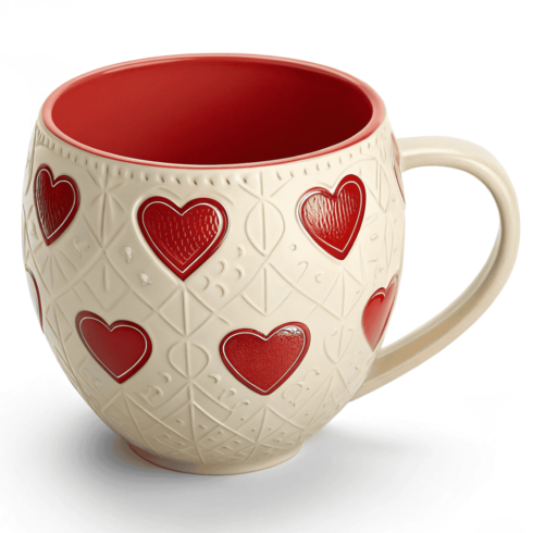 Elegant Cream Coffee–Tea Mug Duo with Heart Accents cover image.
