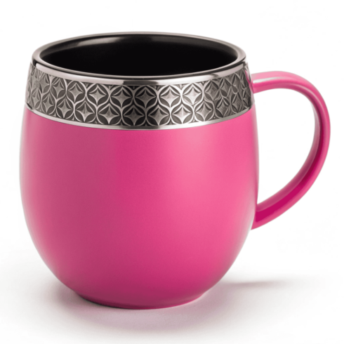 Luxury Coffee–Tea Mug Duo with Pink, Black & Silver Design cover image.