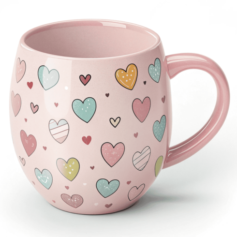 Pastel Romance Mug Mockups with Multicolor Hearts cover image.