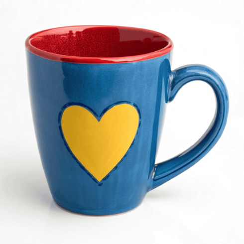 Blue & Black Coffee and Tea Mug Mockup Pair with Red Heart cover image.