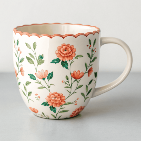 Cream Floral Coffee & Tea Mug Mockup Pair cover image.