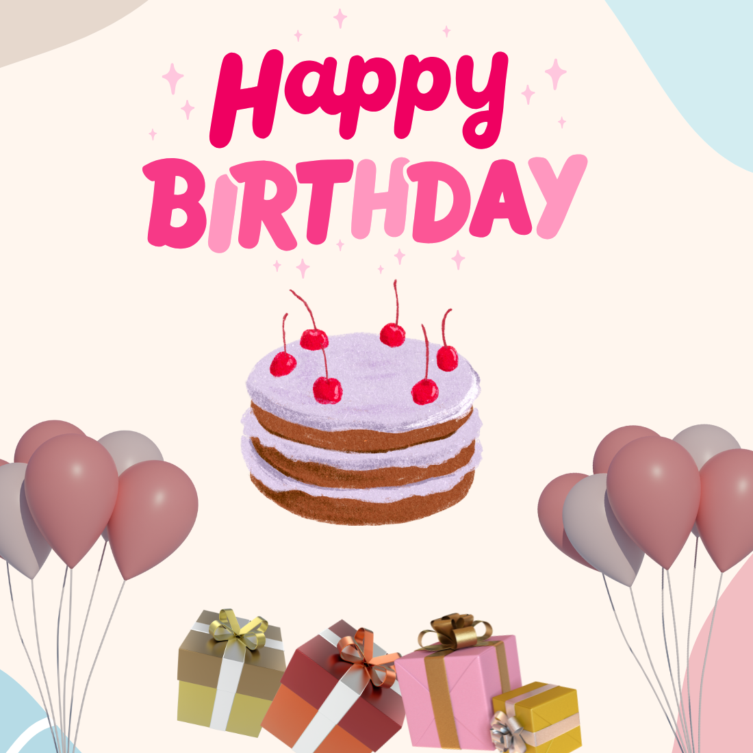 Festive Birthday Decor Creative Template preview image.
