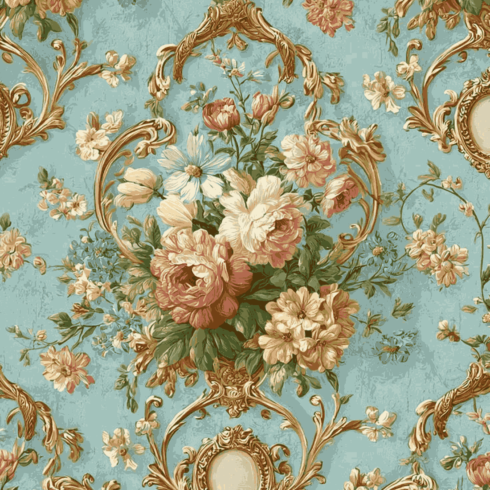 Vintage Floral Baroque Seamless Pattern – Elegant Antique Flower Wallpaper Design cover image.