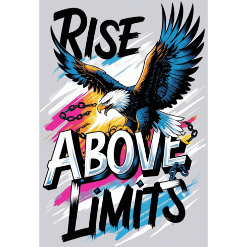 Eagle Rise Above Limits - Motivational Street Art Graphic cover image.