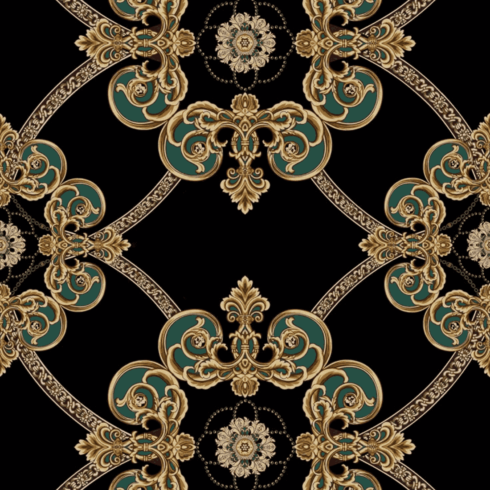 Luxury Baroque Seamless Pattern – Elegant Gold & Emerald Ornamental Background cover image.
